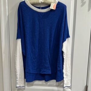 FP Movement by Free People Blue Top with White Accent